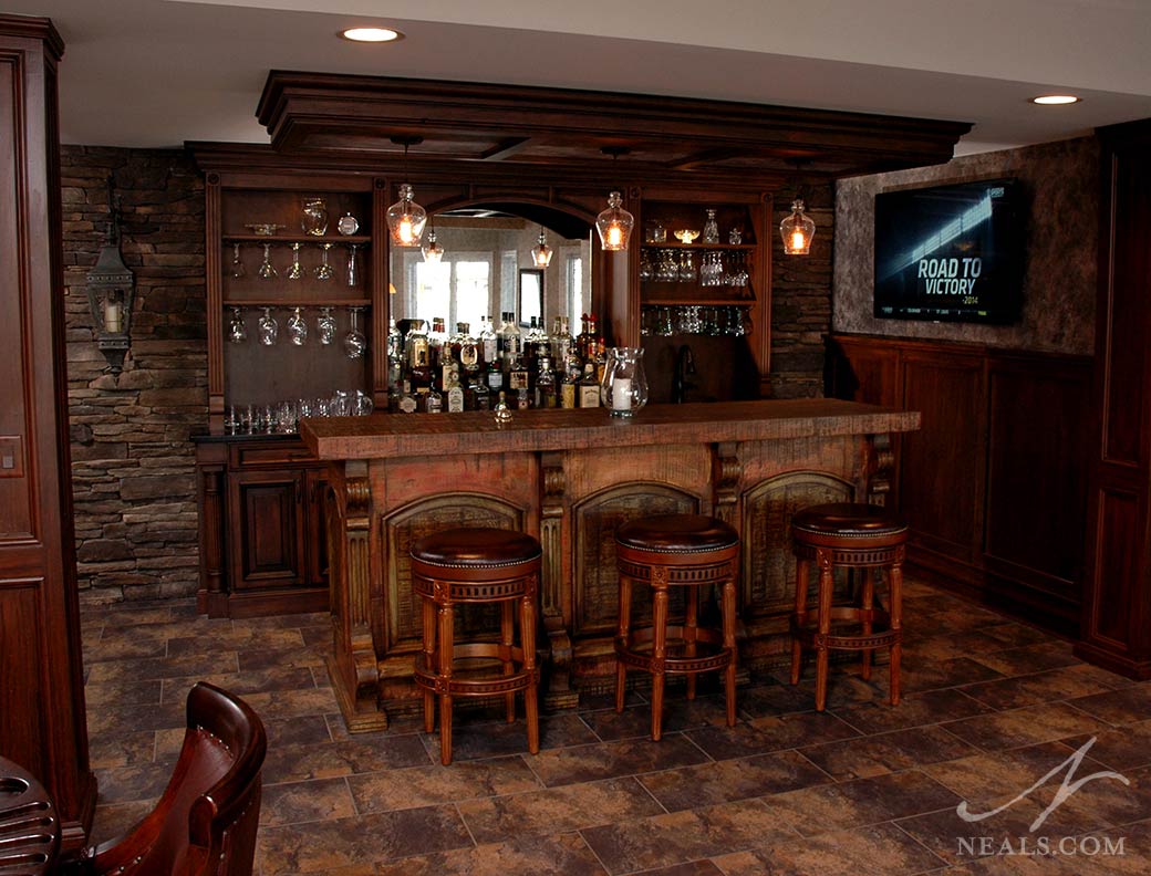 A reclaimed rustic bar in Maineville, Ohio.